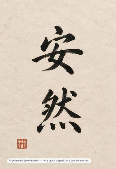 Anran — name layout — AI-generated demonstration image for this preview. Not a brush original, not a paid commission, not a scan of handmade work.