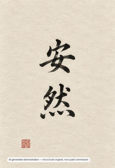 Anran — name as inscription — AI-generated demonstration image for this preview. Not a brush original, not a paid commission, not a scan of handmade work.